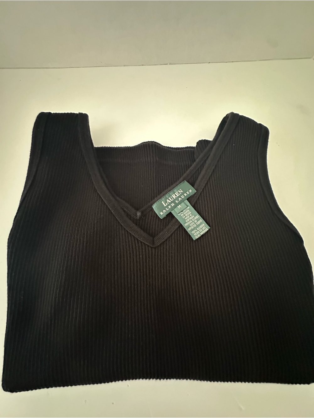 Ralph Lauren Black Ribbed V-Neck Tank